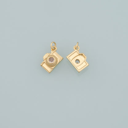 Gold Camera Charms,18K Gold Filled Camera Pendant,Camera Charm Bracelet Necklace for DIY Jewelry Making Supply