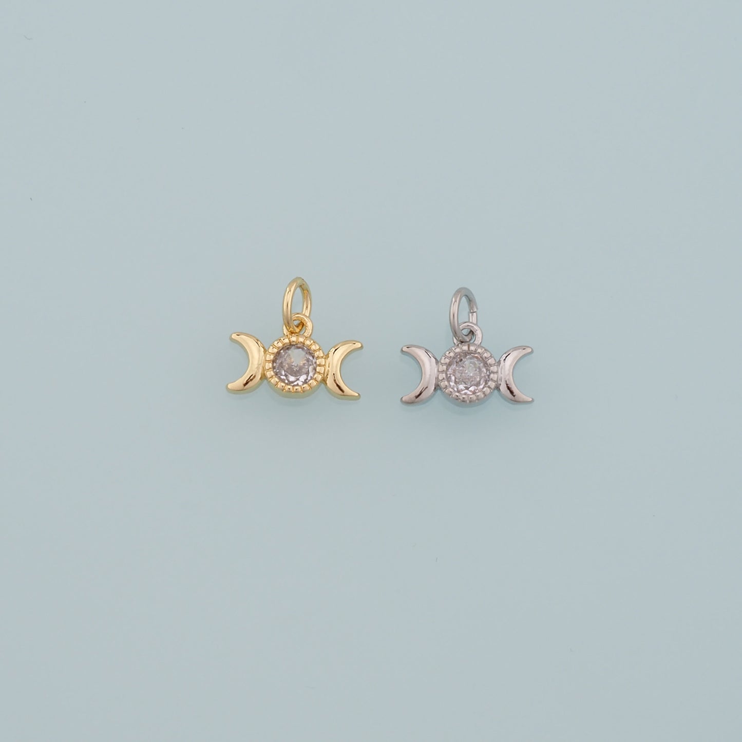 Gold Celestial Charms,18K Gold Filled Moon Pendant,Dainty Moon  Charm Bracelet Necklace for DIY Jewelry Making Supply
