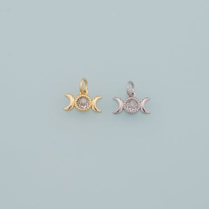 Gold Celestial Charms,18K Gold Filled Moon Pendant,Dainty Moon  Charm Bracelet Necklace for DIY Jewelry Making Supply