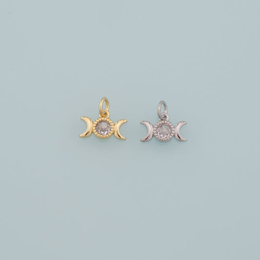 Gold Celestial Charms,18K Gold Filled Moon Pendant,Dainty Moon  Charm Bracelet Necklace for DIY Jewelry Making Supply