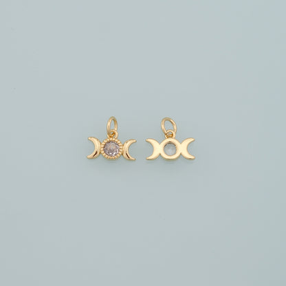 Gold Celestial Charms,18K Gold Filled Moon Pendant,Dainty Moon  Charm Bracelet Necklace for DIY Jewelry Making Supply