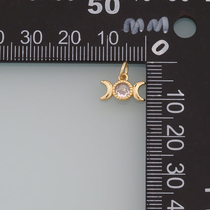 Gold Celestial Charms,18K Gold Filled Moon Pendant,Dainty Moon  Charm Bracelet Necklace for DIY Jewelry Making Supply