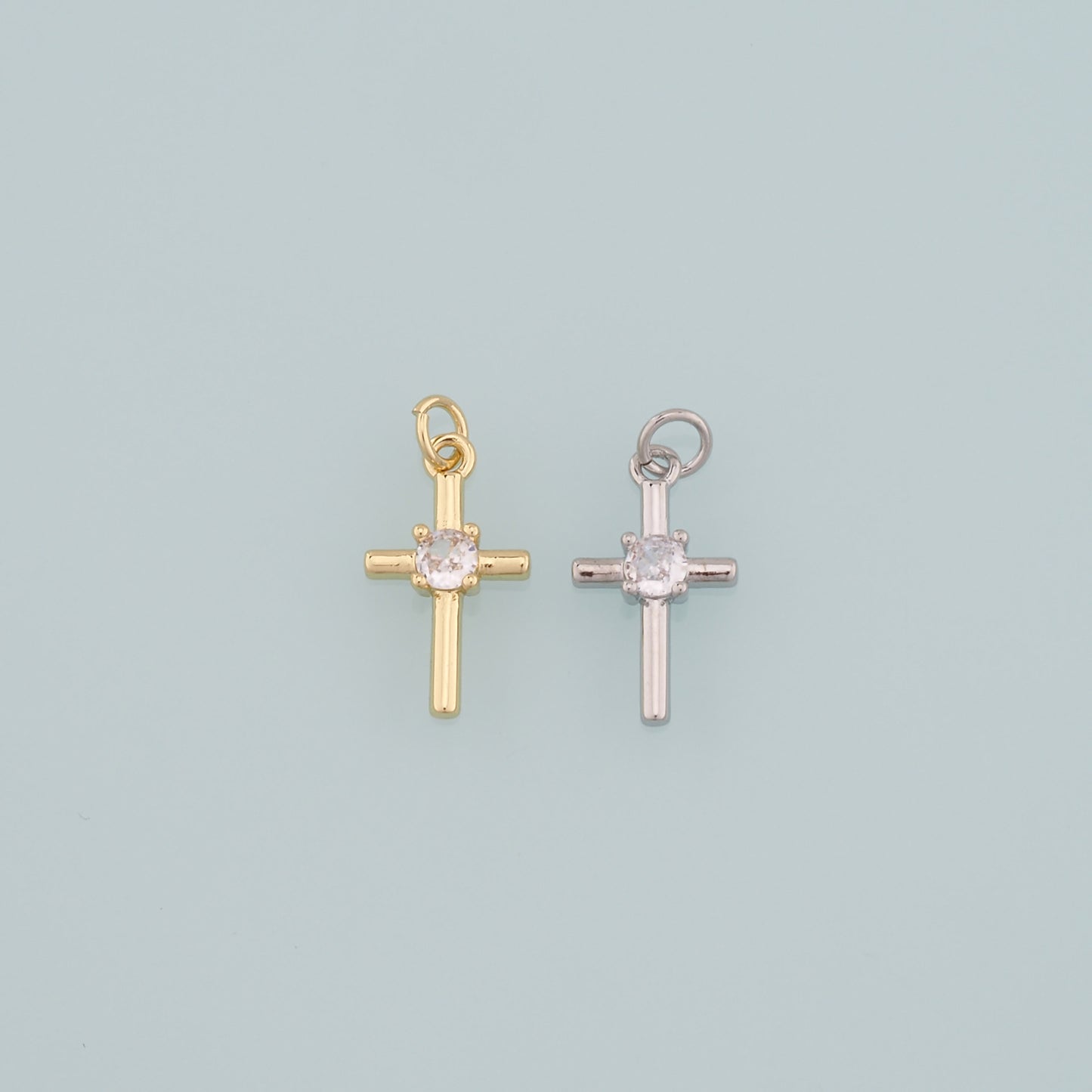 Gold Cross Charms,18K Gold Filled Cross Pendant,CZ Micro Pave Religion Charm Bracelet Necklace for DIY Jewelry Making Supply