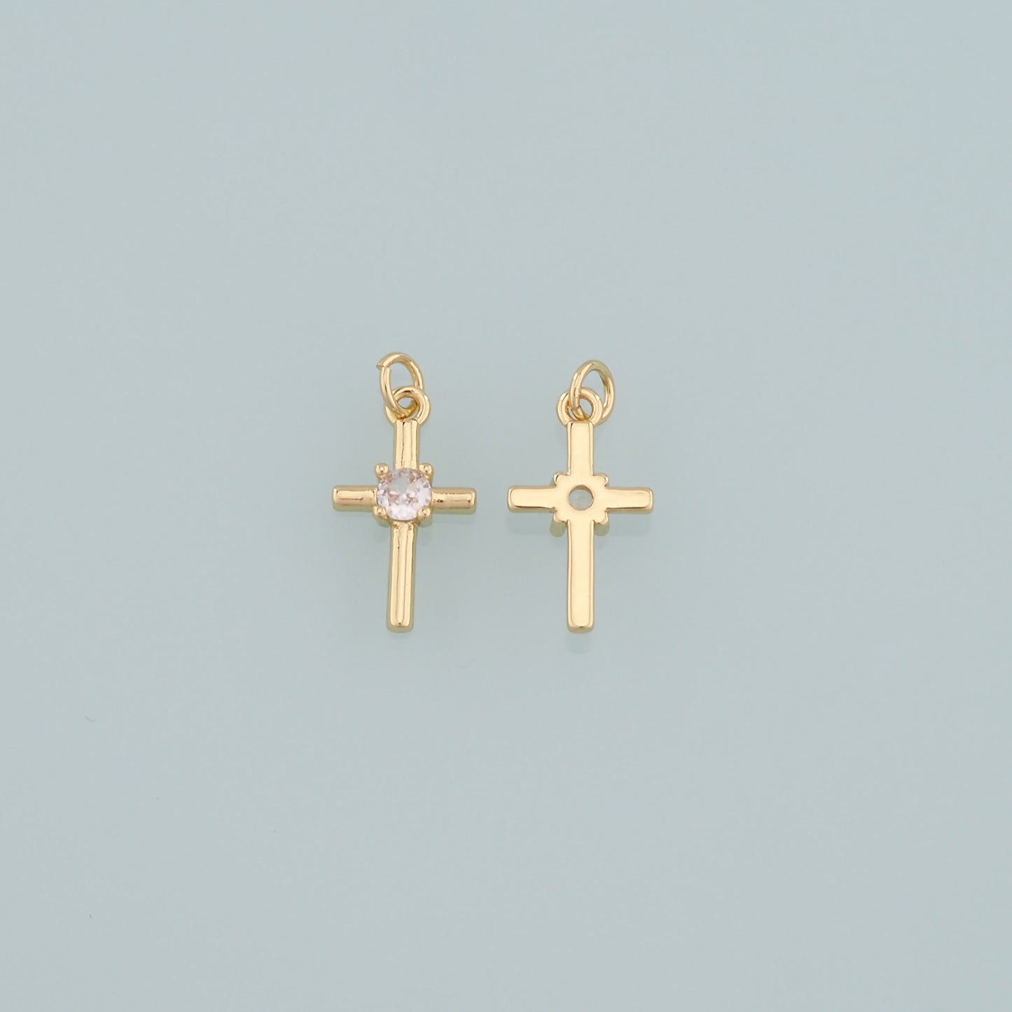 Gold Cross Charms,18K Gold Filled Cross Pendant,CZ Micro Pave Religion Charm Bracelet Necklace for DIY Jewelry Making Supply