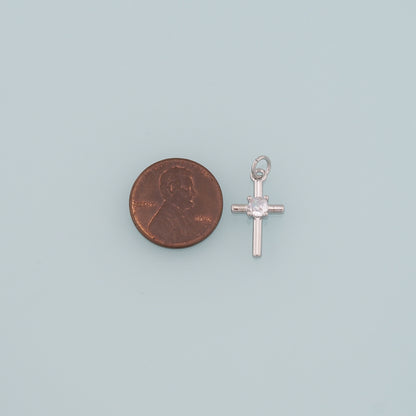 Gold Cross Charms,18K Gold Filled Cross Pendant,CZ Micro Pave Religion Charm Bracelet Necklace for DIY Jewelry Making Supply