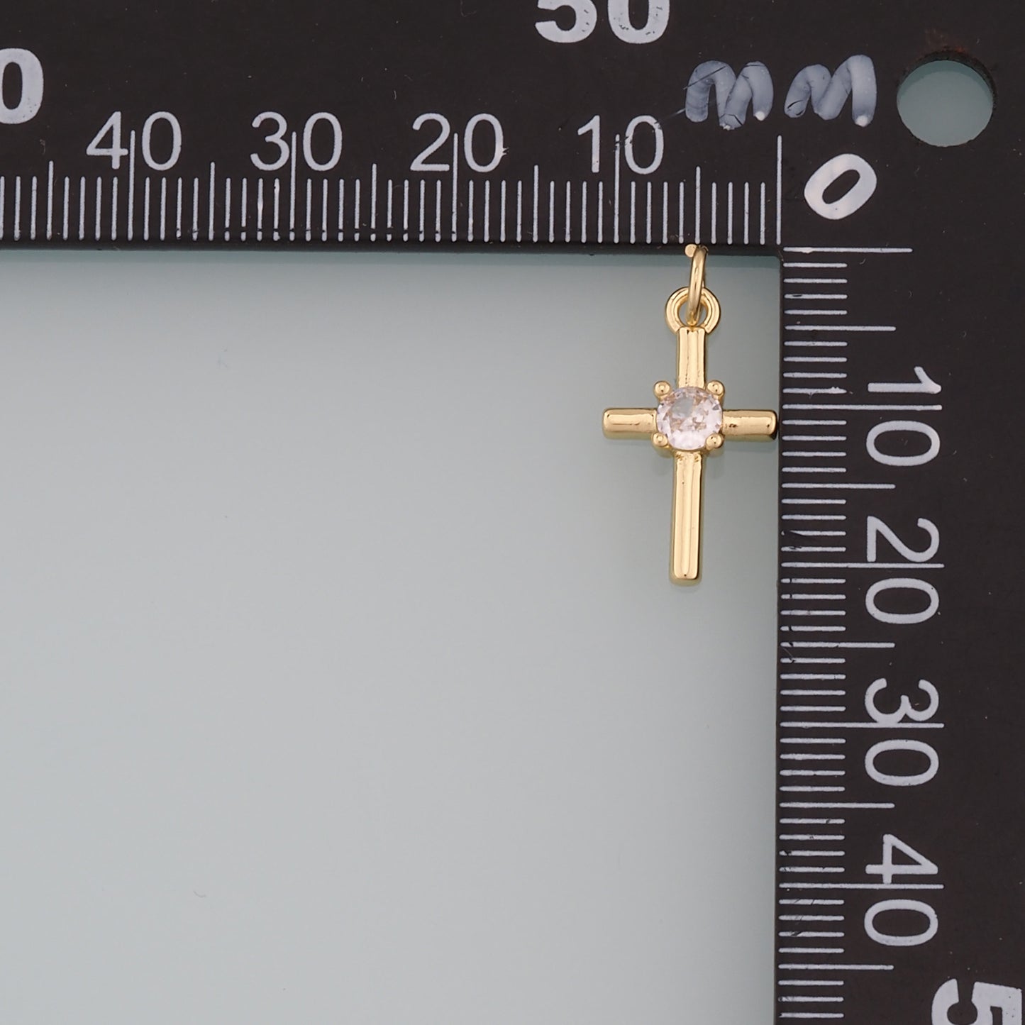 Gold Cross Charms,18K Gold Filled Cross Pendant,CZ Micro Pave Religion Charm Bracelet Necklace for DIY Jewelry Making Supply