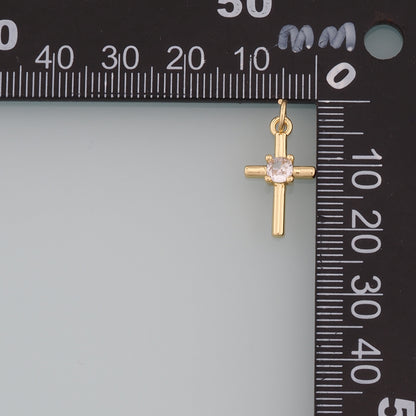 Gold Cross Charms,18K Gold Filled Cross Pendant,CZ Micro Pave Religion Charm Bracelet Necklace for DIY Jewelry Making Supply