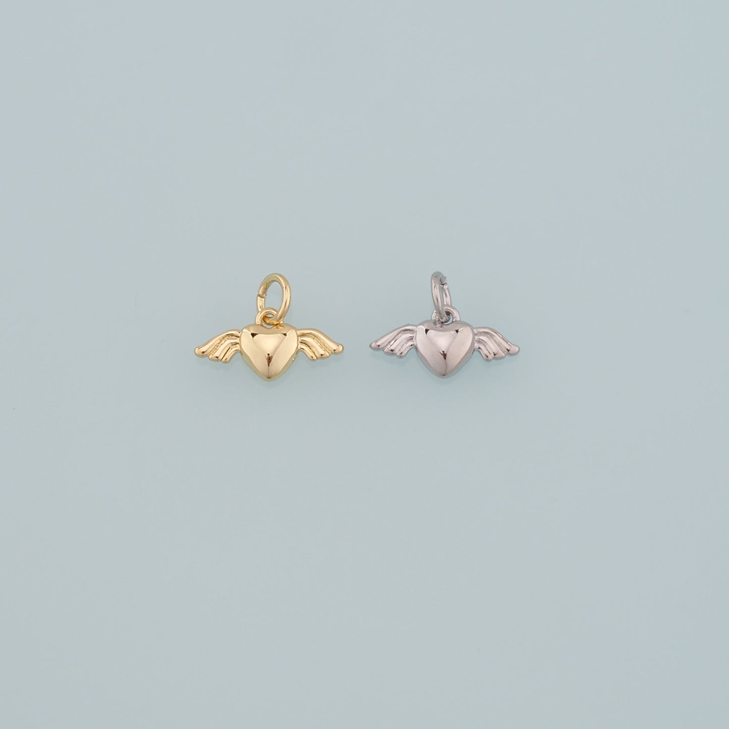 Gold Angel Wings Charms,18K Gold Filled Heart Pendant,Heart Wings Charm Bracelet Necklace for DIY Jewelry Making Supply
