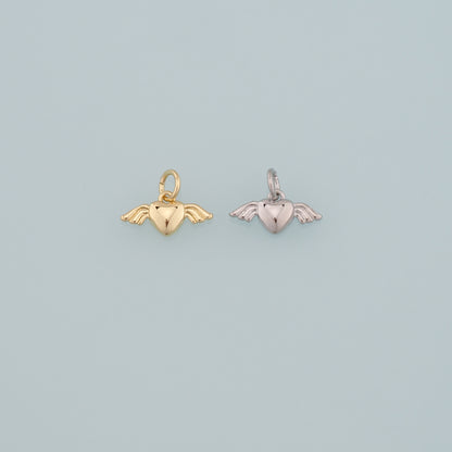 Gold Angel Wings Charms,18K Gold Filled Heart Pendant,Heart Wings Charm Bracelet Necklace for DIY Jewelry Making Supply