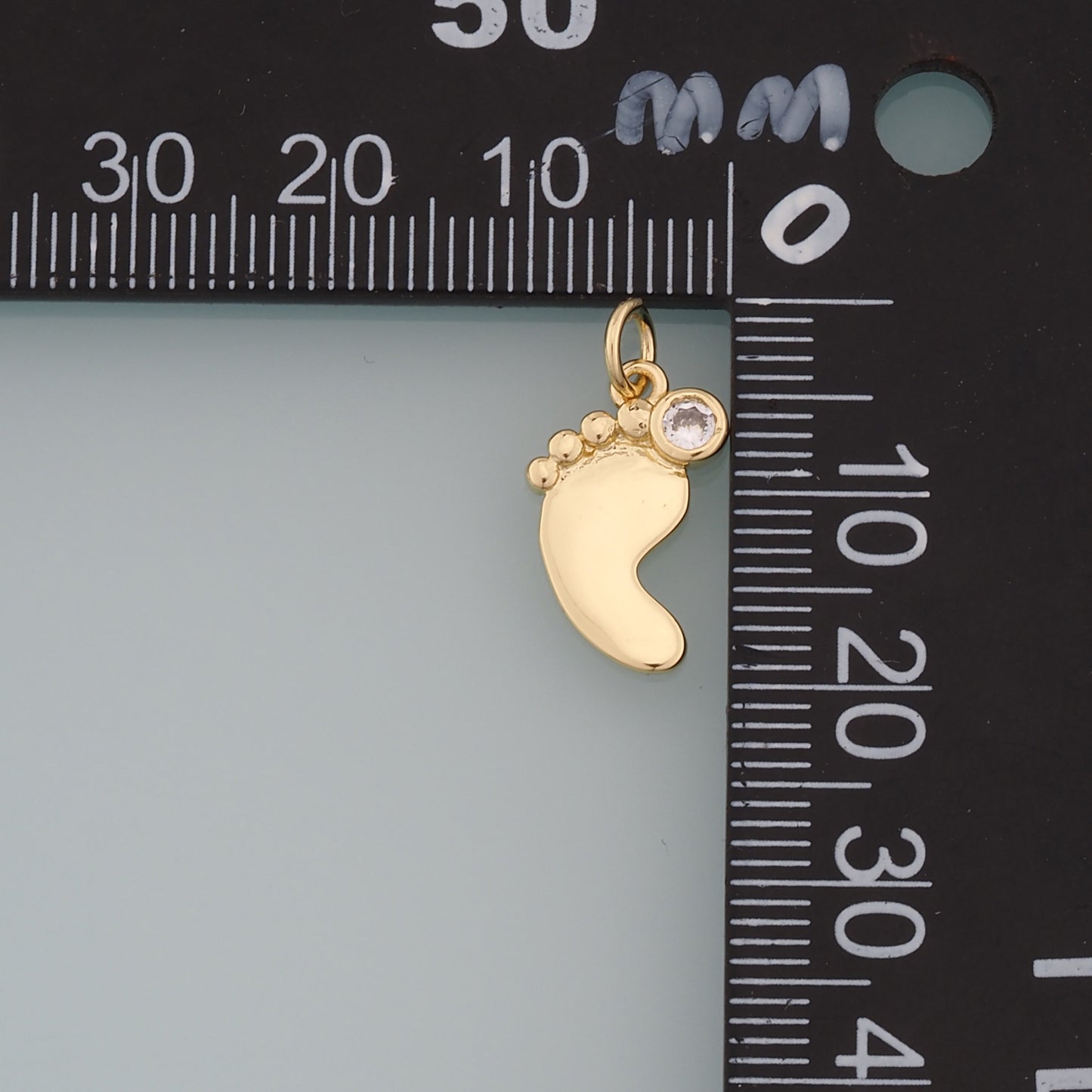 18K Gold Filled Foot Pendant,CZ Micro Pave Baby Foot Charm Bracelet Necklace for DIY Jewelry Making Supply