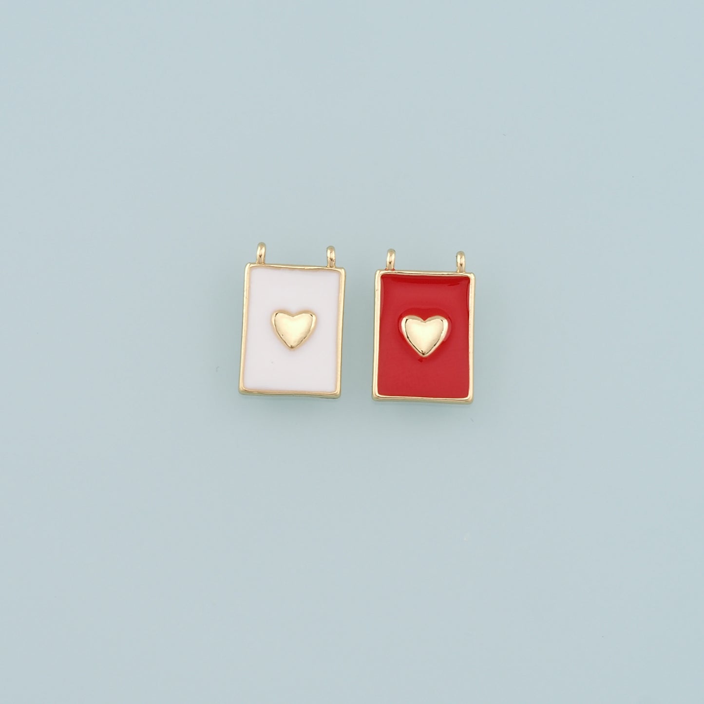 Gold Heart Charms,18K Gold Filled Heart Pendant,Enamel Heart Charm Bracelet Necklace for DIY Jewelry Making Supply