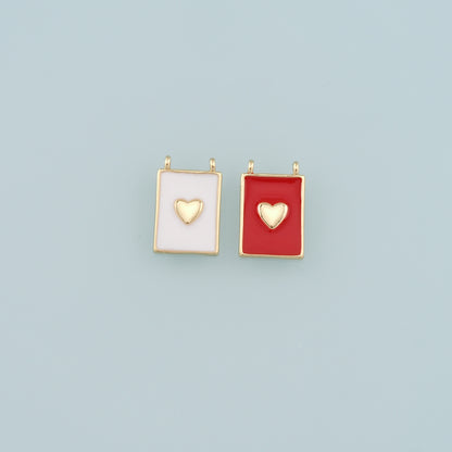 Gold Heart Charms,18K Gold Filled Heart Pendant,Enamel Heart Charm Bracelet Necklace for DIY Jewelry Making Supply