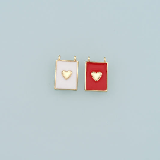 Gold Heart Charms,18K Gold Filled Heart Pendant,Enamel Heart Charm Bracelet Necklace for DIY Jewelry Making Supply