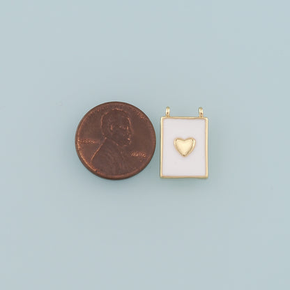 Gold Heart Charms,18K Gold Filled Heart Pendant,Enamel Heart Charm Bracelet Necklace for DIY Jewelry Making Supply