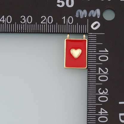 Gold Heart Charms,18K Gold Filled Heart Pendant,Enamel Heart Charm Bracelet Necklace for DIY Jewelry Making Supply