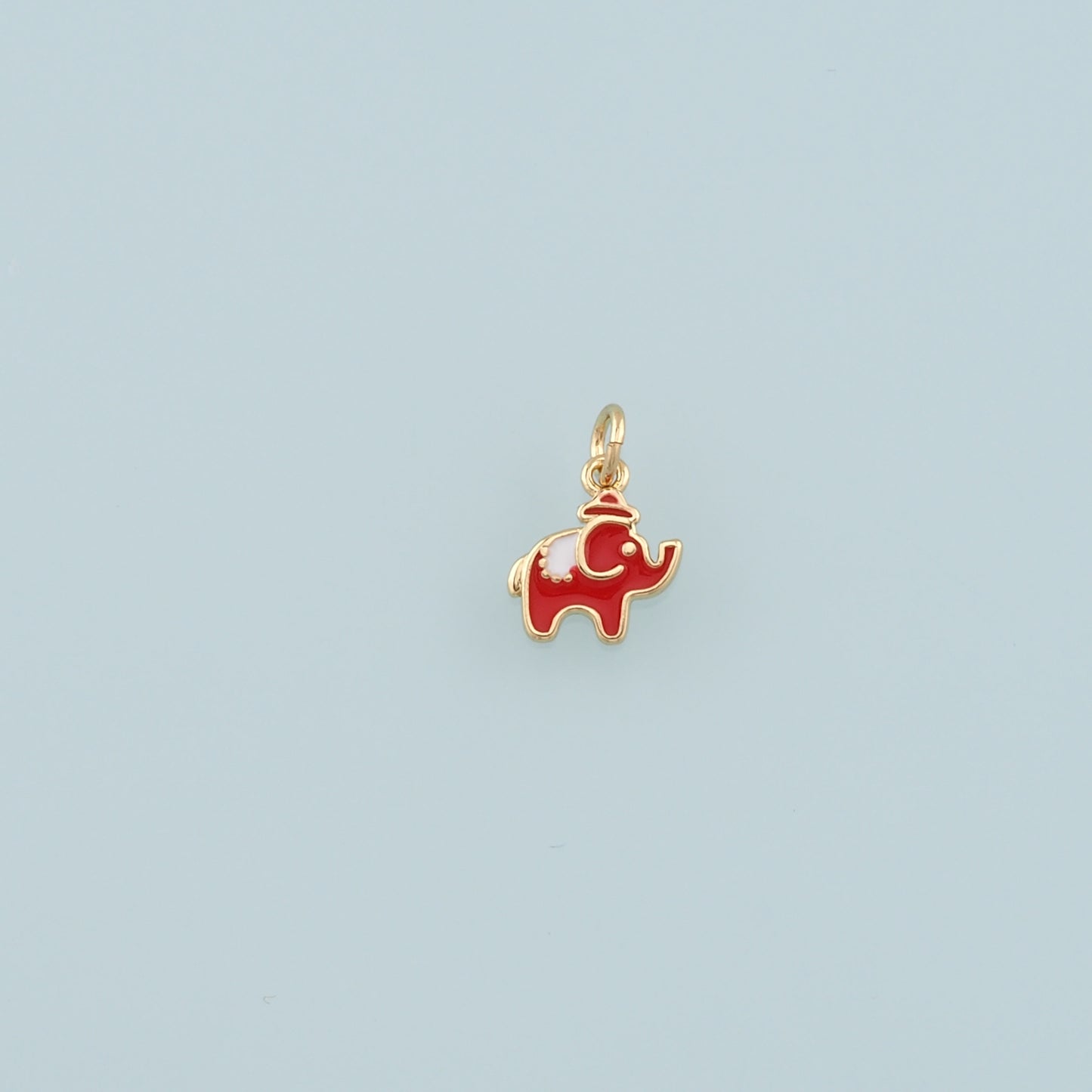 Gold Animal Chamrs,18K Gold Filled Elephant Pendant,Enamel Elephant Charm Bracelet Necklace for DIY Jewelry Making Supply