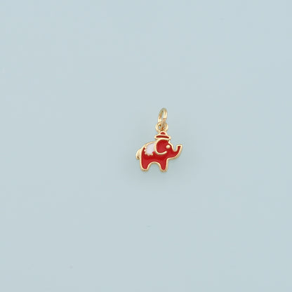 Gold Animal Chamrs,18K Gold Filled Elephant Pendant,Enamel Elephant Charm Bracelet Necklace for DIY Jewelry Making Supply