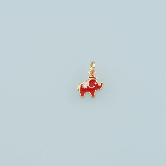 Gold Animal Chamrs,18K Gold Filled Elephant Pendant,Enamel Elephant Charm Bracelet Necklace for DIY Jewelry Making Supply