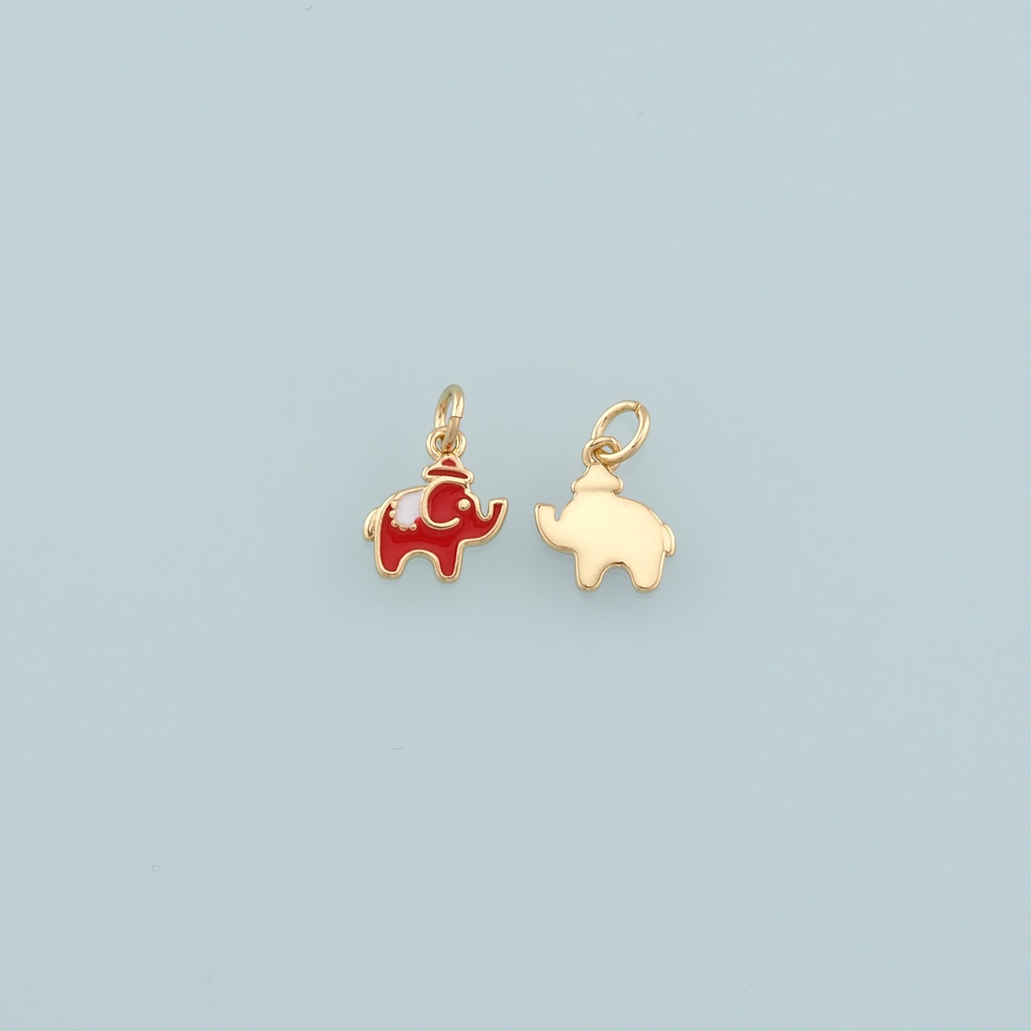 Gold Animal Chamrs,18K Gold Filled Elephant Pendant,Enamel Elephant Charm Bracelet Necklace for DIY Jewelry Making Supply