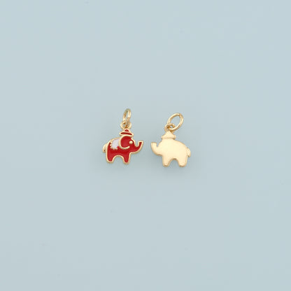 Gold Animal Chamrs,18K Gold Filled Elephant Pendant,Enamel Elephant Charm Bracelet Necklace for DIY Jewelry Making Supply