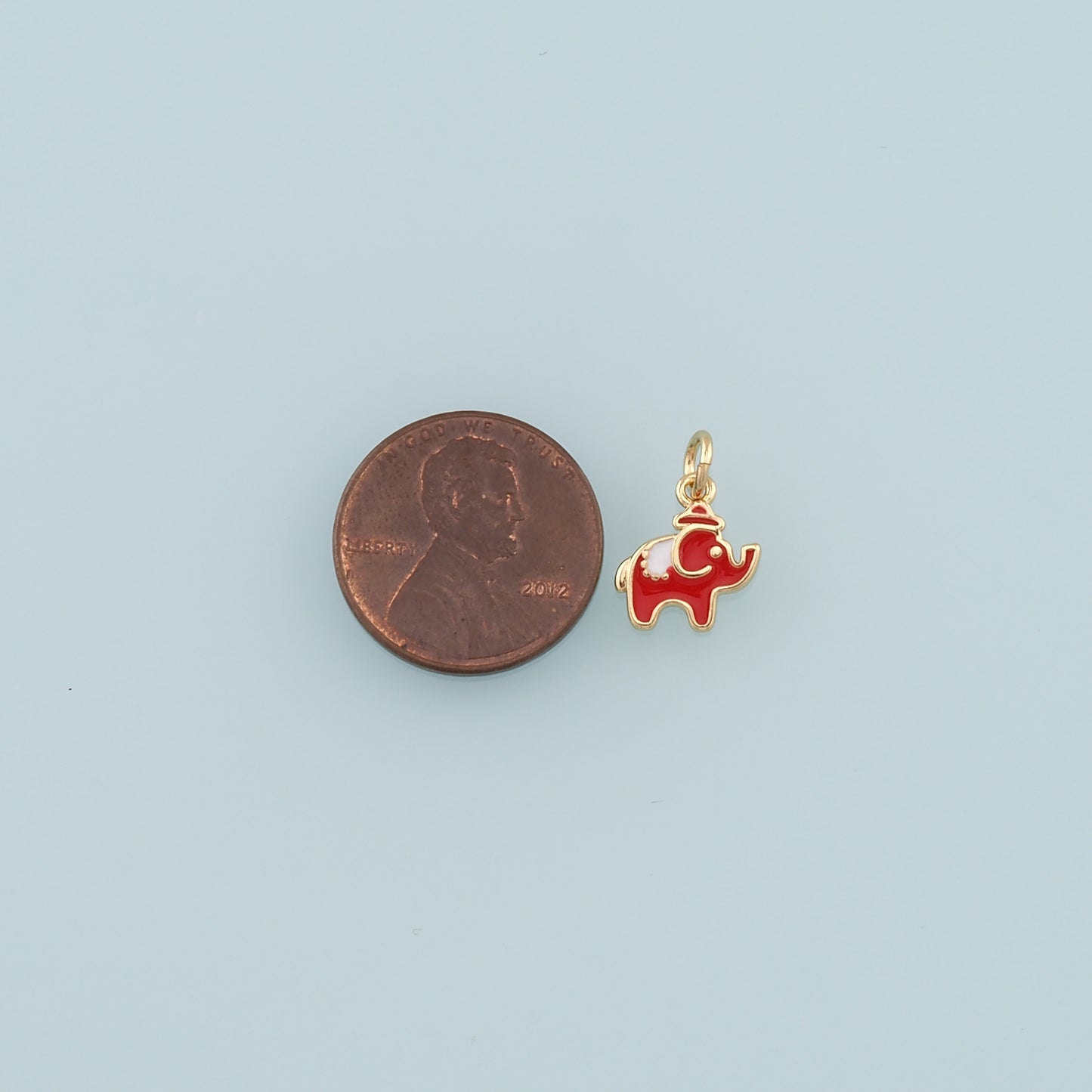 Gold Animal Chamrs,18K Gold Filled Elephant Pendant,Enamel Elephant Charm Bracelet Necklace for DIY Jewelry Making Supply