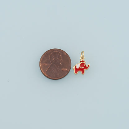 Gold Animal Chamrs,18K Gold Filled Elephant Pendant,Enamel Elephant Charm Bracelet Necklace for DIY Jewelry Making Supply