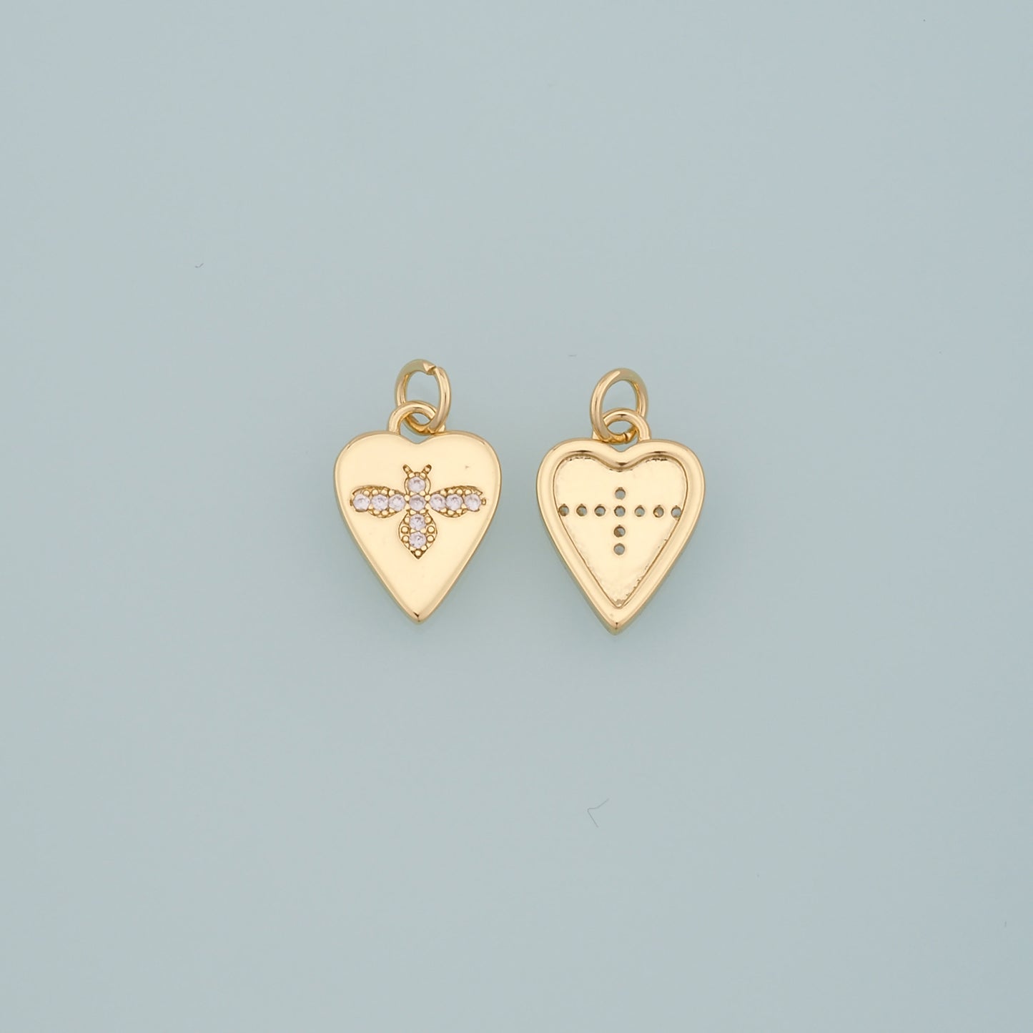 Gold Insect Charms,18K Gold Filled Bee Pendant,CZ Micro Pave Heart Bee Charm Bracelet Necklace for DIY Jewelry Making Supply