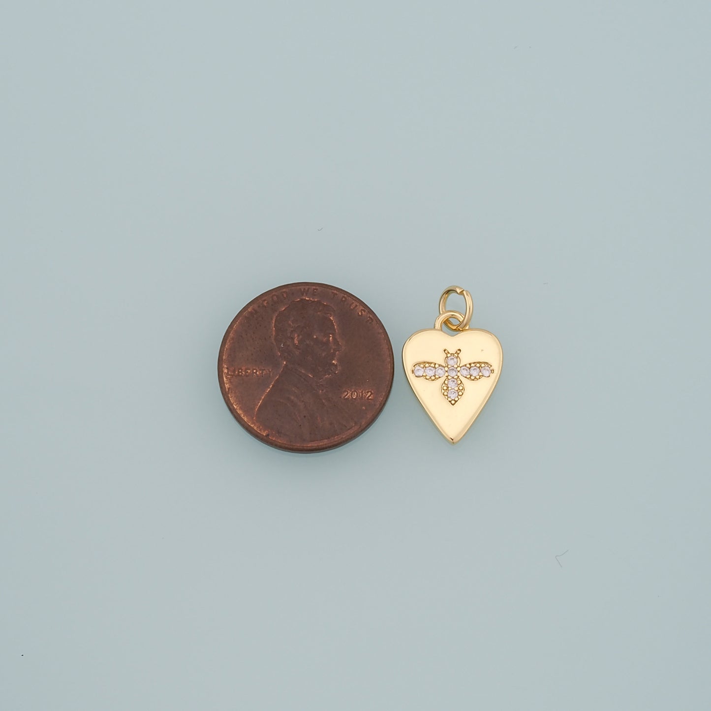 Gold Insect Charms,18K Gold Filled Bee Pendant,CZ Micro Pave Heart Bee Charm Bracelet Necklace for DIY Jewelry Making Supply