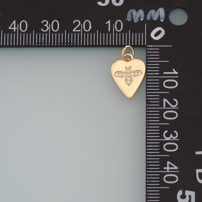 Gold Insect Charms,18K Gold Filled Bee Pendant,CZ Micro Pave Heart Bee Charm Bracelet Necklace for DIY Jewelry Making Supply