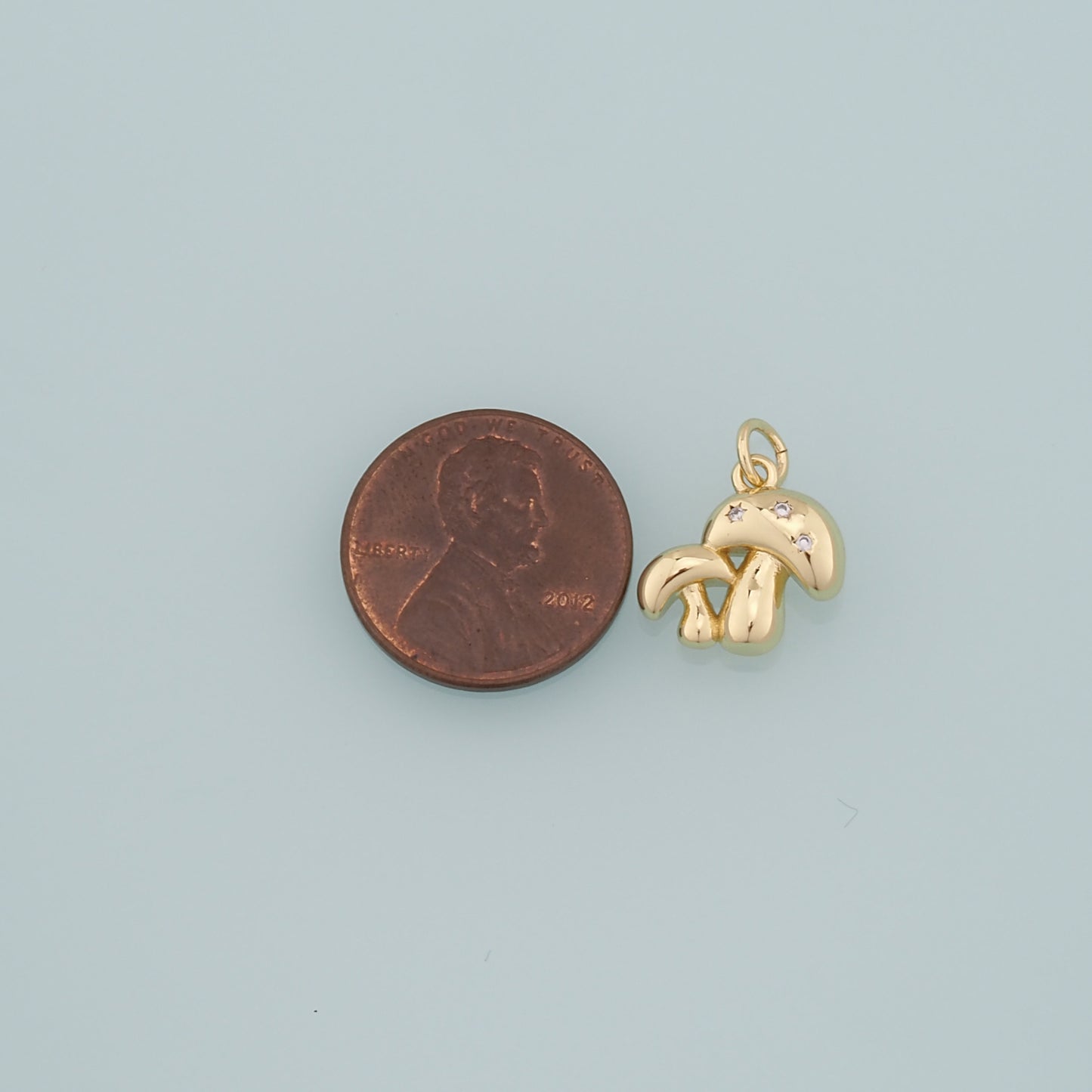 18K Gold Filled Mushroom Pendant,CZ Micro Pave Mushroom Charm Bracelet Necklace for DIY Jewelry Making Supply