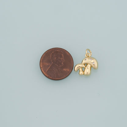18K Gold Filled Mushroom Pendant,CZ Micro Pave Mushroom Charm Bracelet Necklace for DIY Jewelry Making Supply