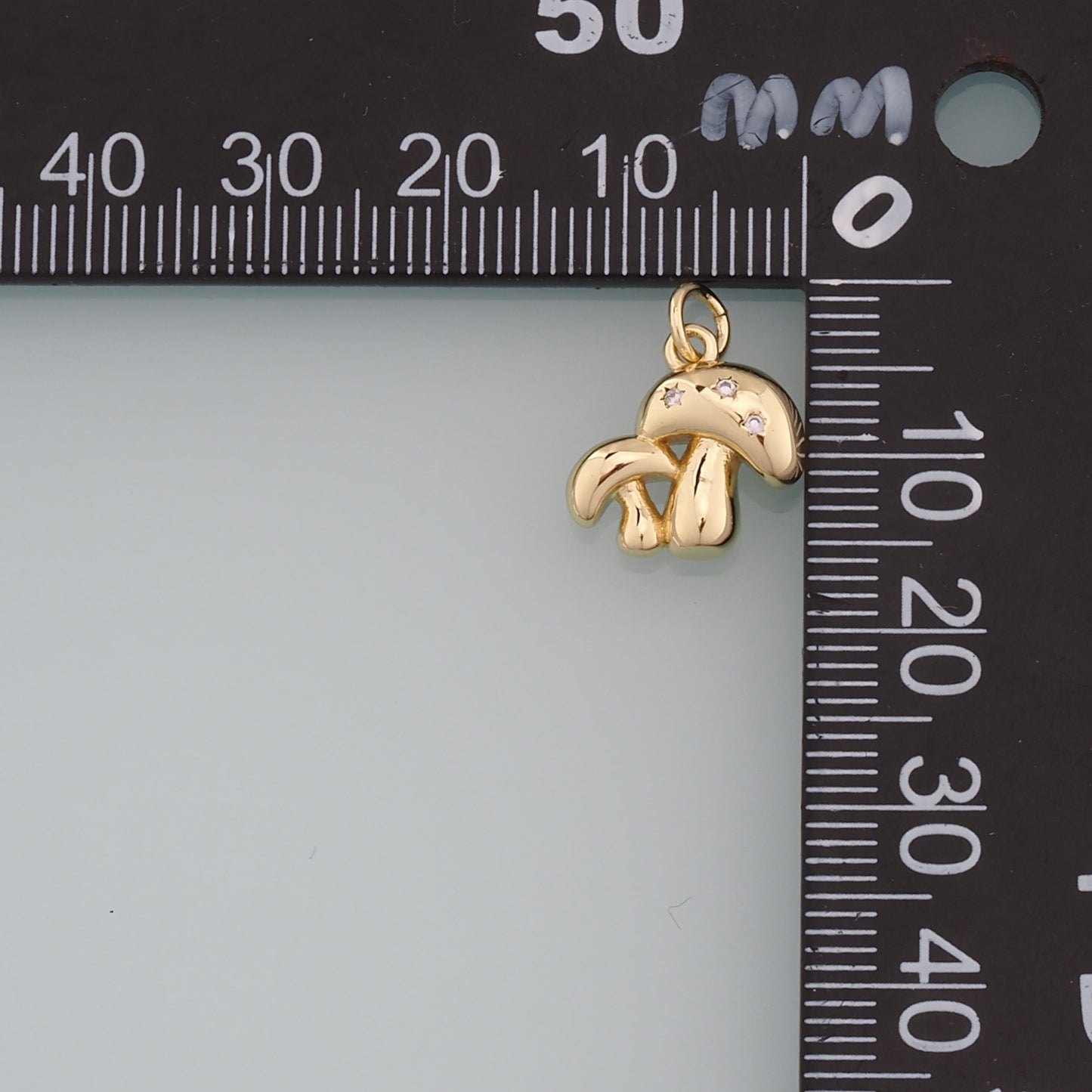 18K Gold Filled Mushroom Pendant,CZ Micro Pave Mushroom Charm Bracelet Necklace for DIY Jewelry Making Supply