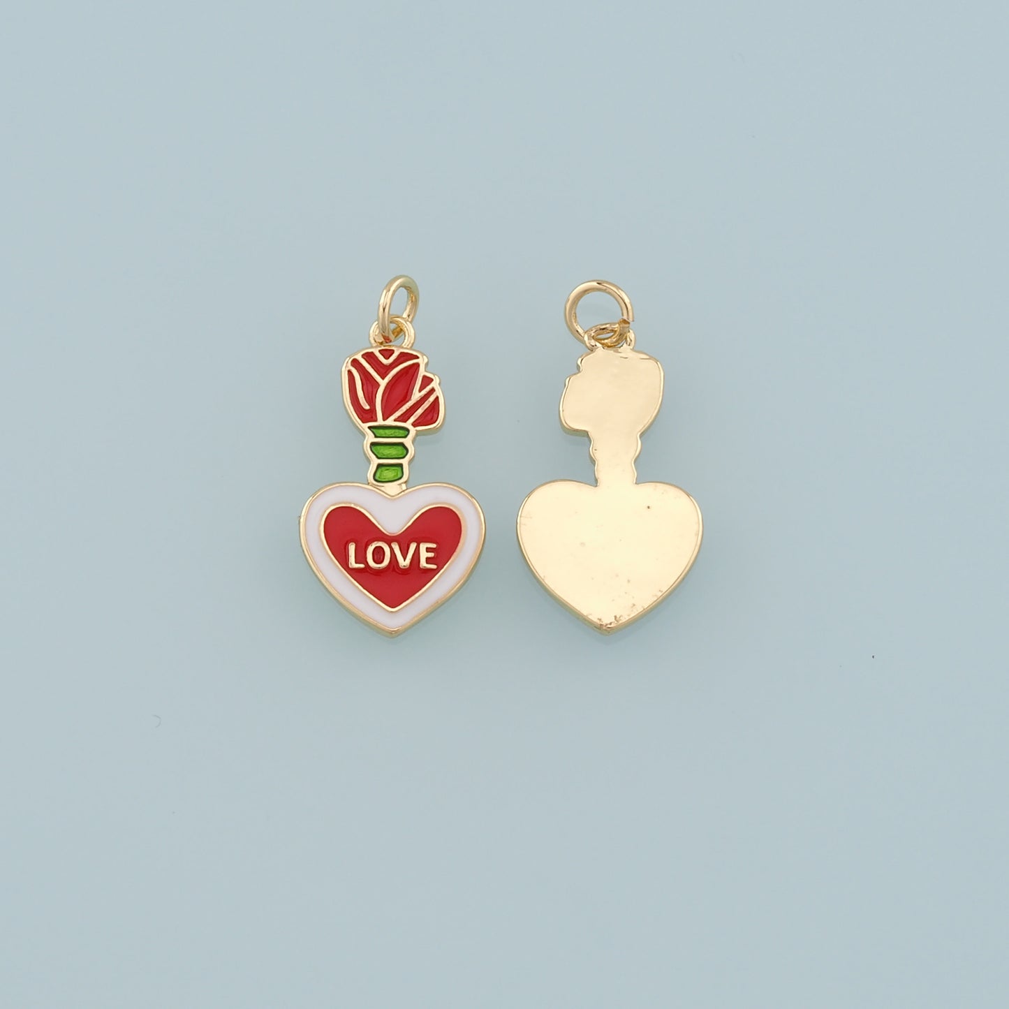 Gold Love Charms,18K Gold Filled Heart Pendant,Enamel Heart Charm Bracelet Necklace for DIY Jewelry Making Supply