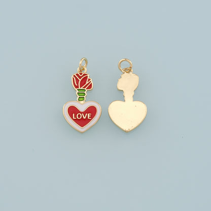 Gold Love Charms,18K Gold Filled Heart Pendant,Enamel Heart Charm Bracelet Necklace for DIY Jewelry Making Supply