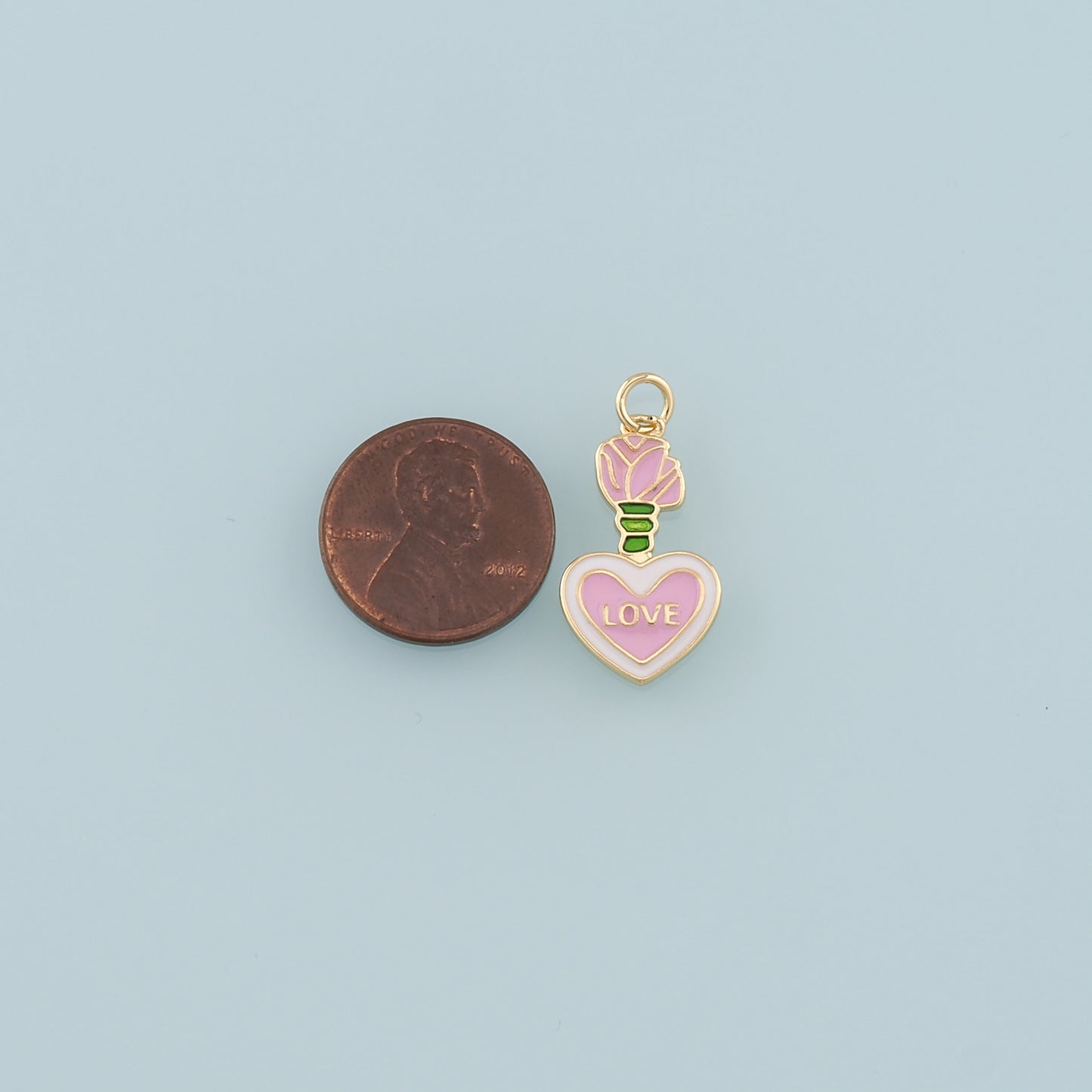 Gold Love Charms,18K Gold Filled Heart Pendant,Enamel Heart Charm Bracelet Necklace for DIY Jewelry Making Supply