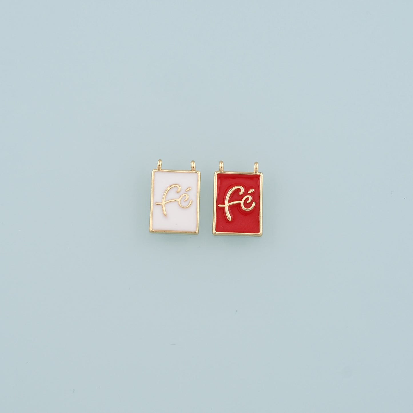 18K Gold Filled Fe Pendant,Enamel Fe Charm Bracelet Necklace for DIY Jewelry Making Supply