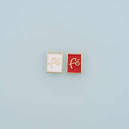 18K Gold Filled Fe Pendant,Enamel Fe Charm Bracelet Necklace for DIY Jewelry Making Supply