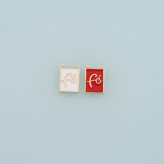 18K Gold Filled Fe Pendant,Enamel Fe Charm Bracelet Necklace for DIY Jewelry Making Supply