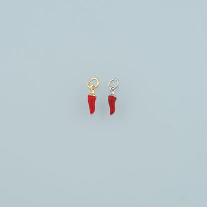 18K Gold Filled Chili Pendant,Enamel Pepper Charm Bracelet Necklace for DIY Jewelry Making Supply