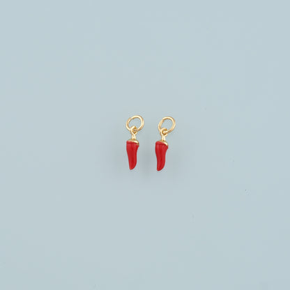 18K Gold Filled Chili Pendant,Enamel Pepper Charm Bracelet Necklace for DIY Jewelry Making Supply