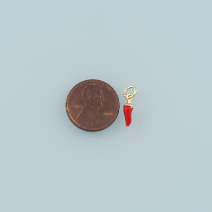 18K Gold Filled Chili Pendant,Enamel Pepper Charm Bracelet Necklace for DIY Jewelry Making Supply
