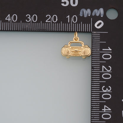 18K Gold Filled Radio Pendant,Dainty Radio Charm Bracelet Necklace for DIY Jewelry Making Supply