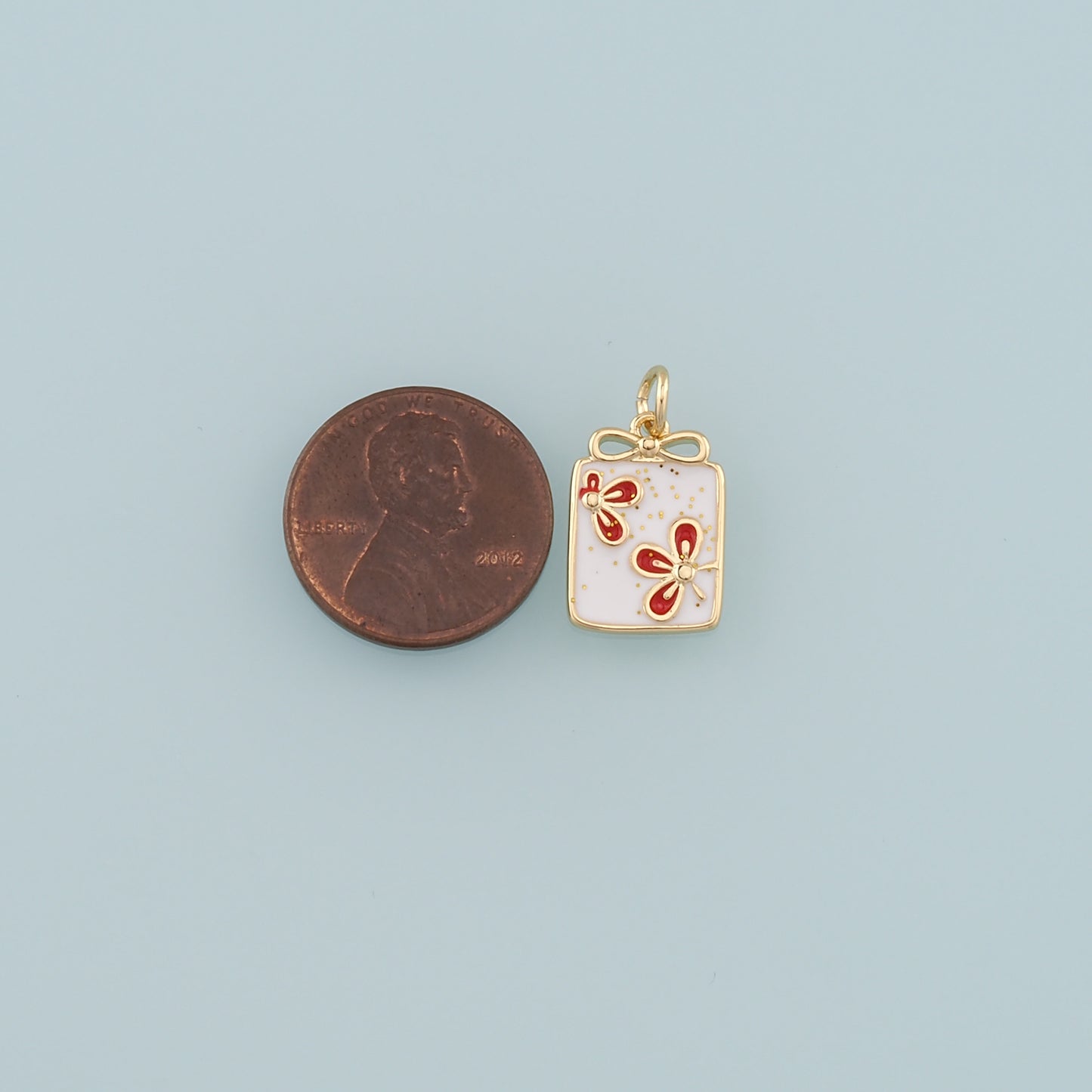 Gold Flower Charms,18K Gold Filled Flower Pendant,Enamel Bow Flower Charm Bracelet Necklace for DIY Jewelry Making Supply