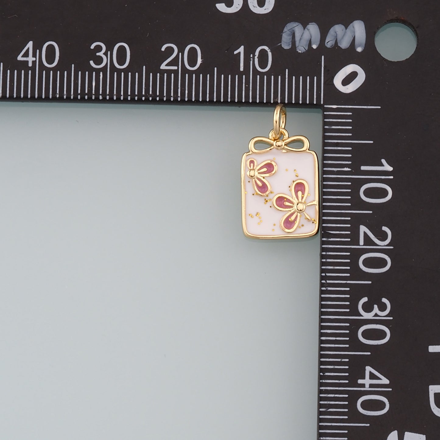 Gold Flower Charms,18K Gold Filled Flower Pendant,Enamel Bow Flower Charm Bracelet Necklace for DIY Jewelry Making Supply