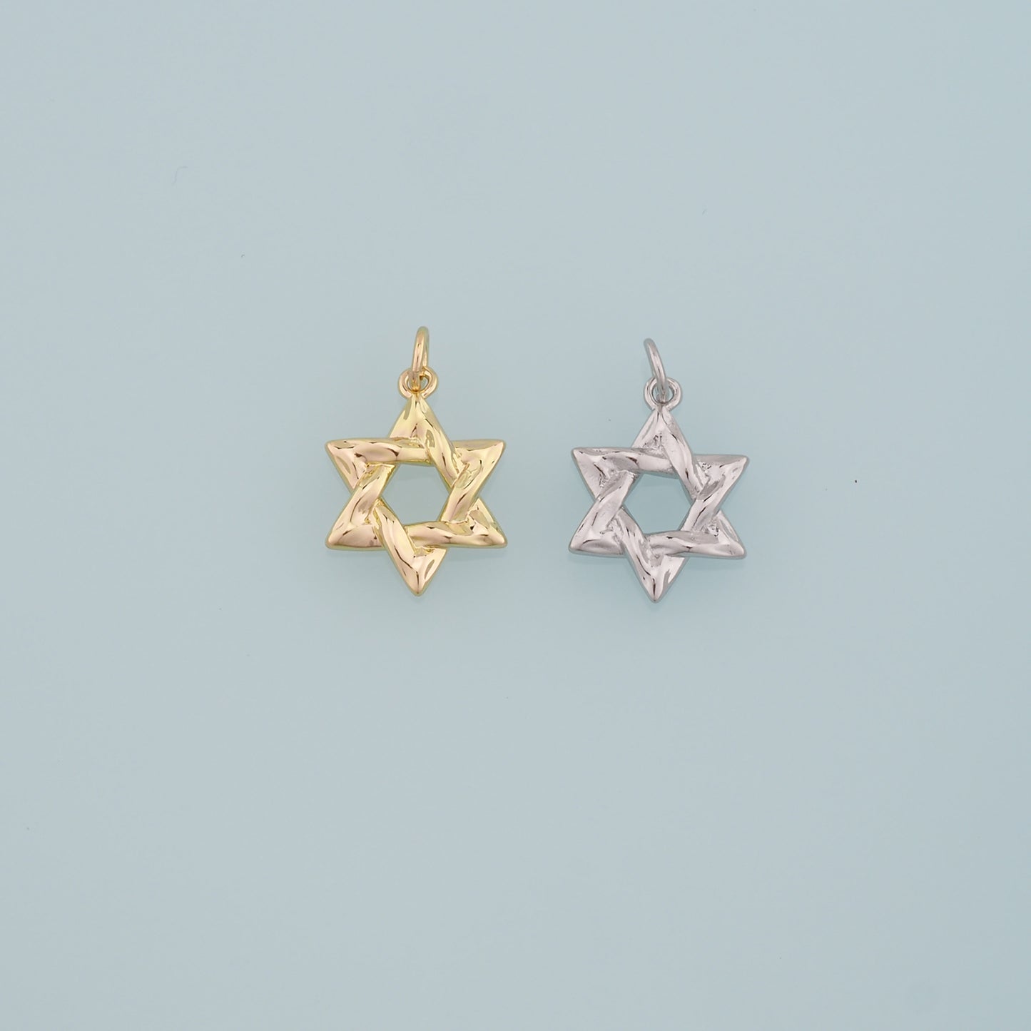 Gold Celestial Charms,18K Gold Filled David Star Pendant,Star Charm Bracelet Necklace for DIY Jewelry Making Supply