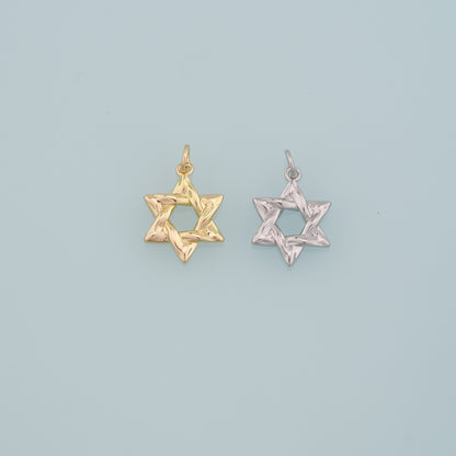 Gold Celestial Charms,18K Gold Filled David Star Pendant,Star Charm Bracelet Necklace for DIY Jewelry Making Supply