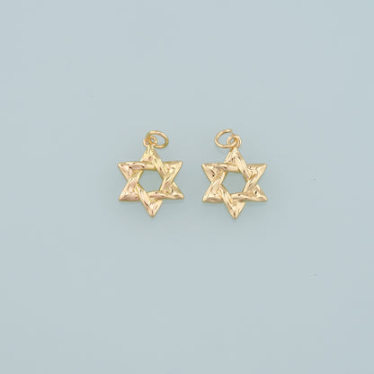 Gold Celestial Charms,18K Gold Filled David Star Pendant,Star Charm Bracelet Necklace for DIY Jewelry Making Supply