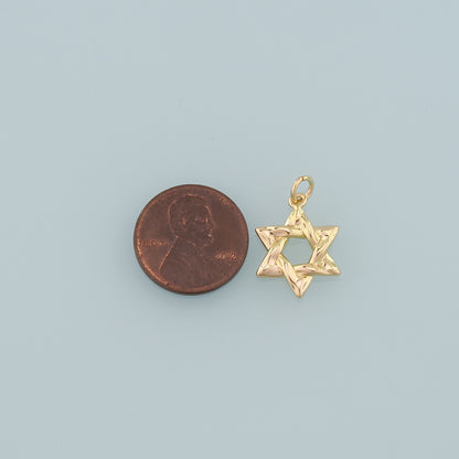 Gold Celestial Charms,18K Gold Filled David Star Pendant,Star Charm Bracelet Necklace for DIY Jewelry Making Supply