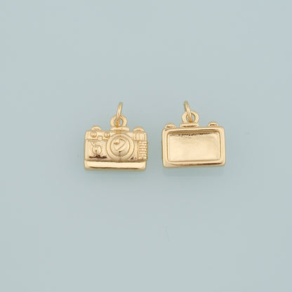 Gold Camera Charms,18K Gold Filled Camera Pendant,Camera Charm Bracelet Necklace for DIY Jewelry Making Supply