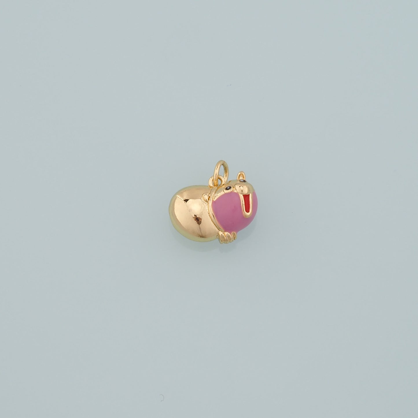 18K Gold Filled Pig Pendant,Enamel Animal Charm Bracelet Necklace for DIY Jewelry Making Supply